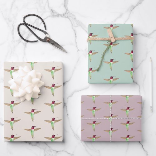 Annas Hummingbird Pattern Wrapping Paper Sheets