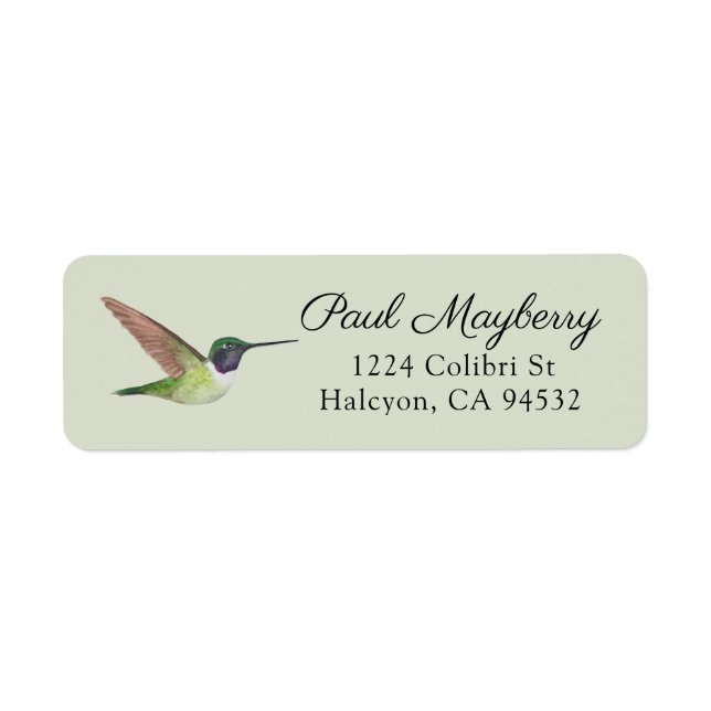 Anna's Hummingbird Return Address Label (Front)