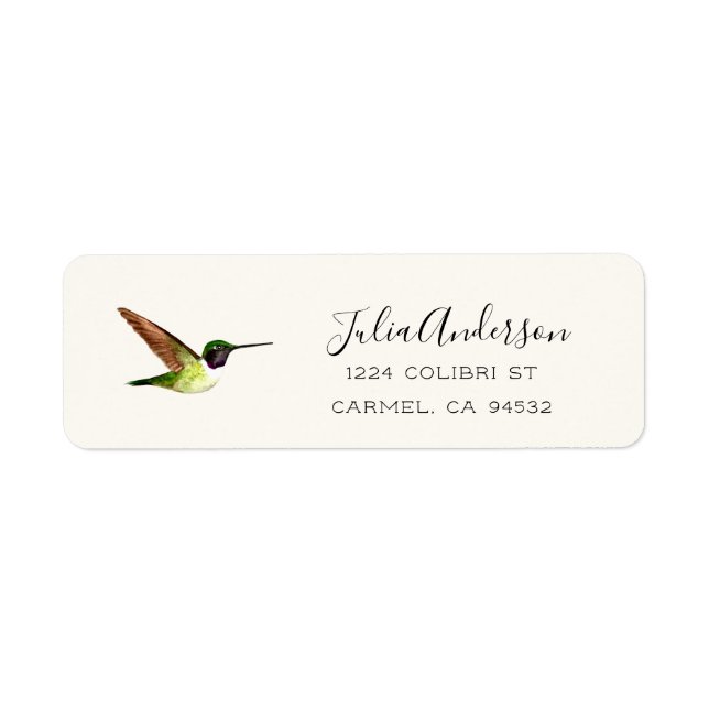 Anna's Hummingbird Return Address Label (Front)