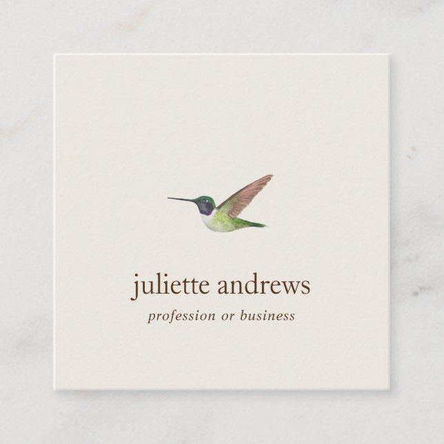 Anna's Hummingbird Square Business Card (Front)