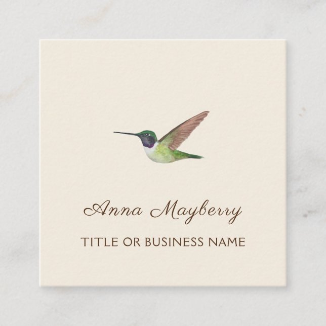 Anna's Hummingbird Square Business Card (Front)