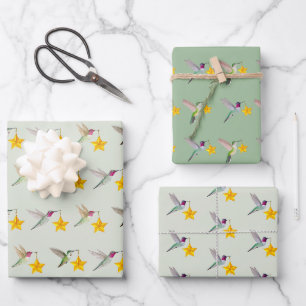 Anna's Hummingbirds and Stars Wrapping Paper Sheets
