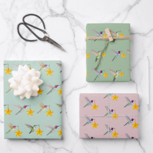 Anna's Hummingbirds and Stars Wrapping Paper Sheets