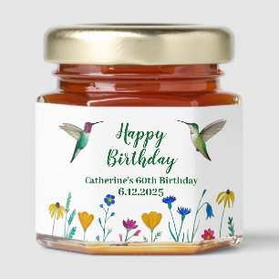 Anna's Hummingbirds and Wildflowers Birthday Honey Jar Favors