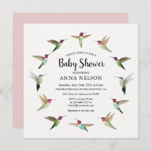 Anna's Hummingbirds Baby Shower Invitation