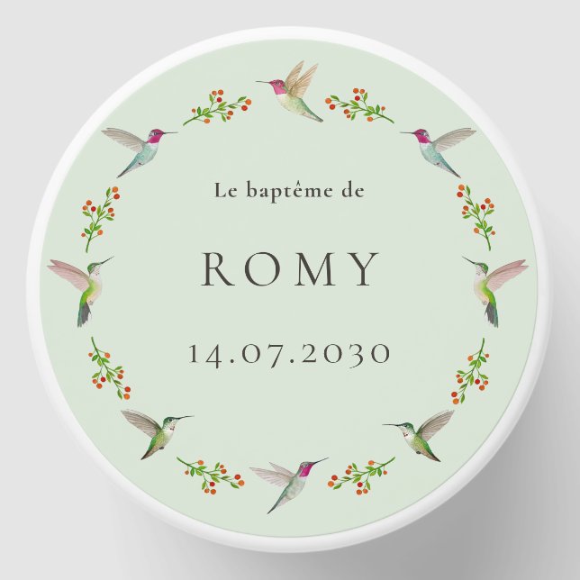 Anna's Hummingbirds Baptism Mini Candle Favors (Front)