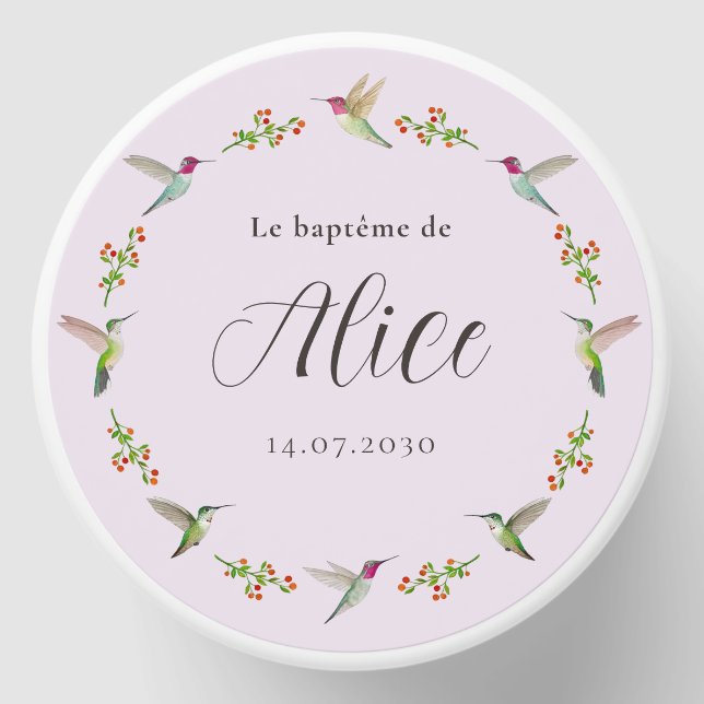 Anna's Hummingbirds Baptism Mini Candle Favors (Front)