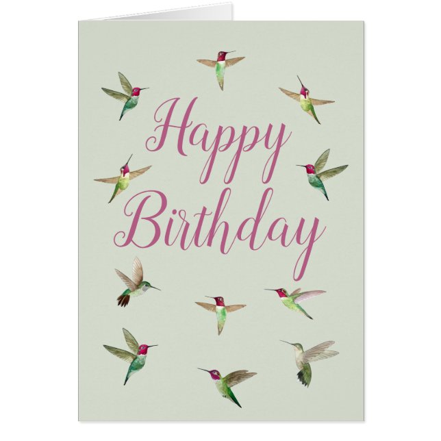 Anna's Hummingbirds Birthday Card (Front)