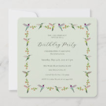 Anna's Hummingbirds Birthday Invitation