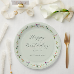Anna's Hummingbirds Birthday Paper Plates