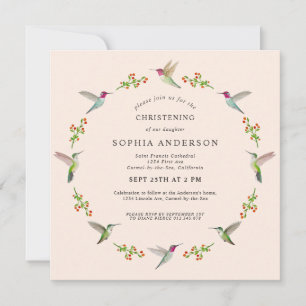 Anna's Hummingbirds Christening Invitation