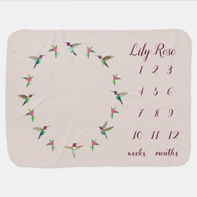 Anna's Hummingbirds Milestone Baby Blanket (Horizontal)