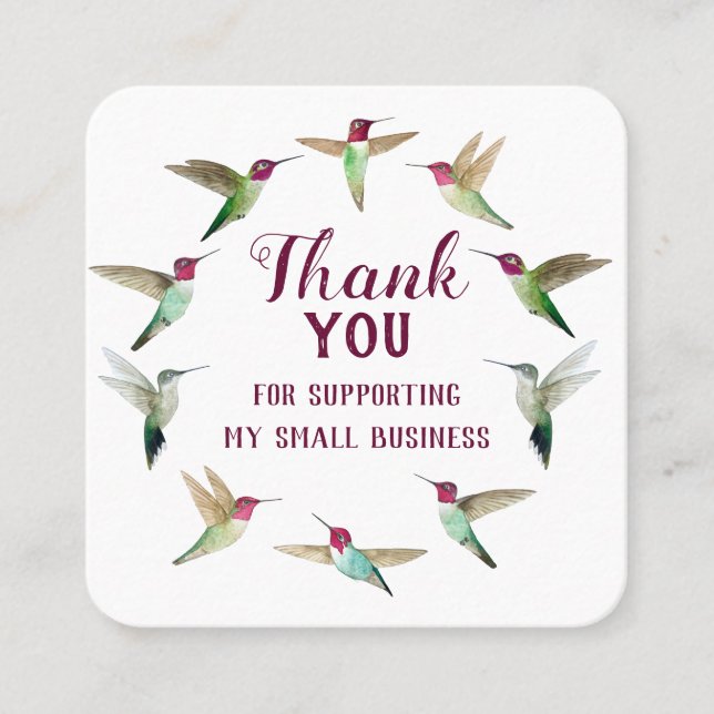Anna's Hummingbirds Thank You Business Cards (Front)