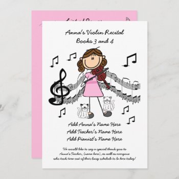 Anna's Violin Recital Invitation Card Revised by stick_figures at Zazzle