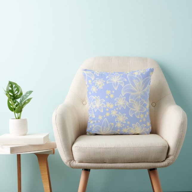 Anne Blue 💙 Soft Floral Throw Pillow (Chair)