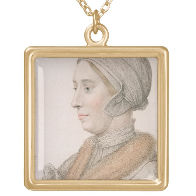 Anne Boleyn (1507-36) engraved by Francesco Bartol Gold Plated Necklace (Front)