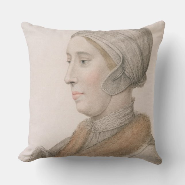 Anne Boleyn (1507-36) engraved by Francesco Bartol Throw Pillow (Front)