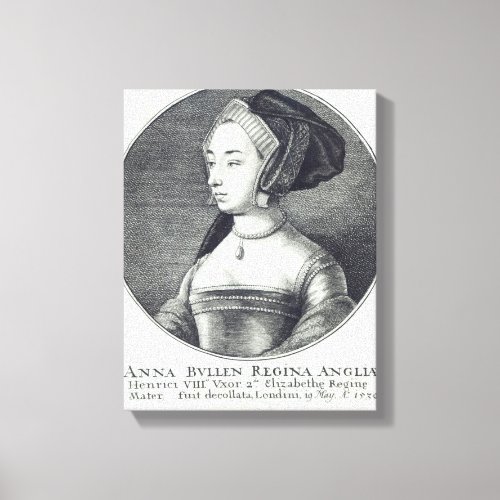 Anne Boleyn etched by Wenceslaus Hollar 1649 Canvas Print