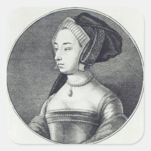 Anne Boleyn etched by Wenceslaus Hollar 1649 Square Sticker