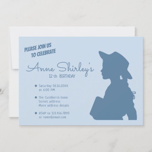 Anne Green Gables Simple pleasures Birthday invite