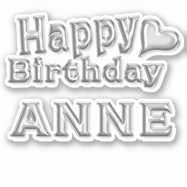 Anne Happy Birthday silver Sticker (Front)