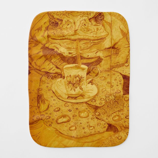 Anne Marie Toad 🐸 Has Tea 🫖  Baby Burp Cloth (Front)