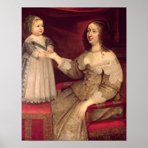 Anne of Austria  with her son Louis XIV Poster