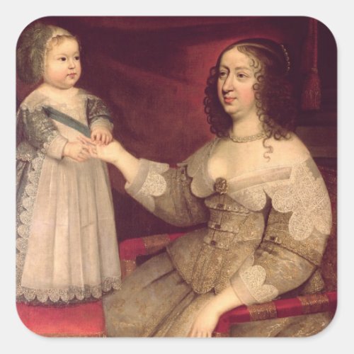 Anne of Austria  with her son Louis XIV Square Sticker