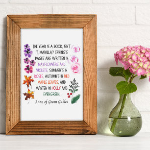 Anne of Green Gables Colorful Botanical Hand-Drawn Poster