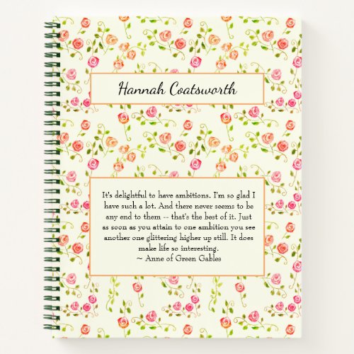 Anne of Green Gables Cottagecore Personalized Boho Notebook
