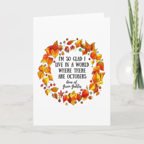 Anne of Green Gables Fall Quote Hand_Illustrated Card