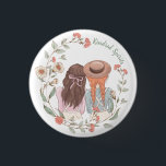 Anne of Green Gables Kindred Spirit Pin<br><div class="desc">This Anne of Green Gables pin features our beloved Anne with an E and her friend Diana surrounded by a wreath of wildflowers. The words "Kindred Spirits" are written in green. The background is bright white. Colors include rose red, sage green, pale blue, orange, pink and white. This pin is...</div>