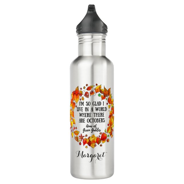 Anne of Green Gables October Quote Cute Fall Stainless Steel Water Bottle (Right)