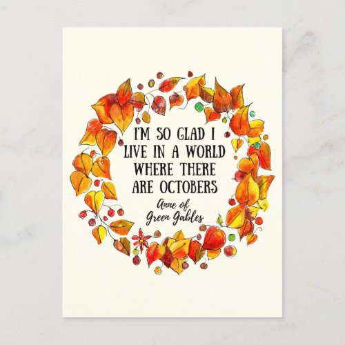 Anne of Green Gables October Quote Hand_Drawn Postcard