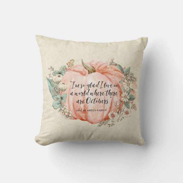 Anne of Green Gables October Quote Throw Pillow (Front)