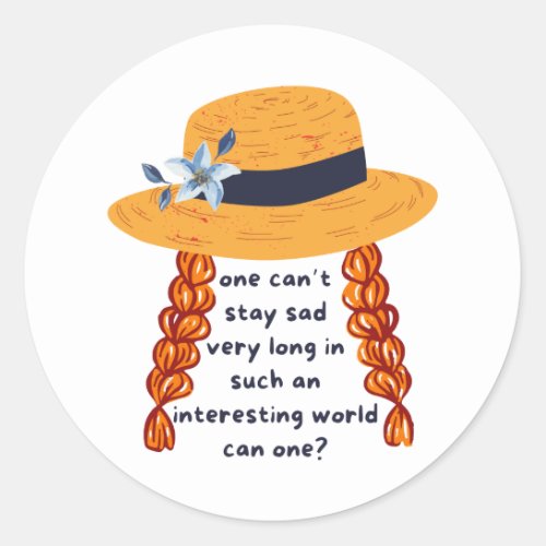 Anne Of Green Gables Shirley Book Quote Classic Round Sticker