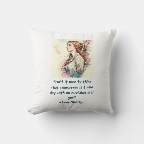 Anne of Green Gables watercolor print Throw Pillow