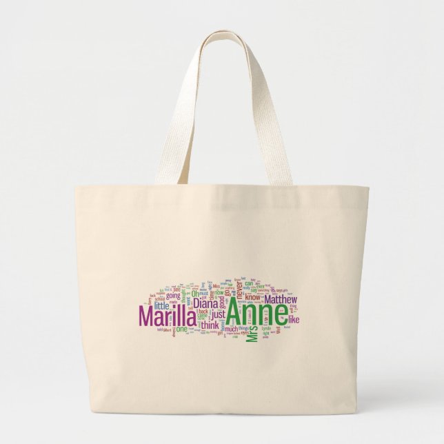 Anne of Green Gables Word Cloud Large Tote Bag (Front)