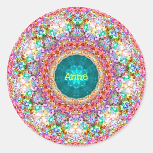 ANNE  Sweet Floral Pattern  Personalized  Classic Round Sticker