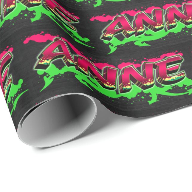 Anne Vorname Name Graffiti red green Wrapping Paper (Roll Corner)