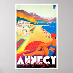 Annecy France vintage travel Poster