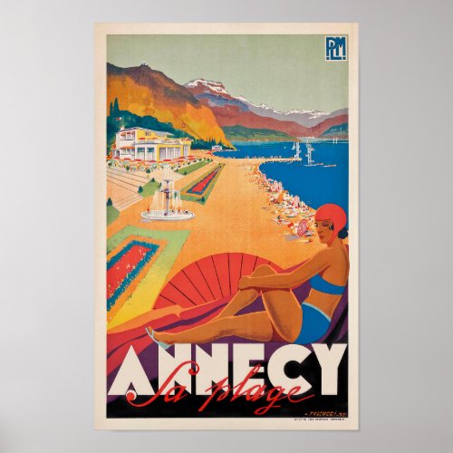 Annecy France Vintage Travel Poster