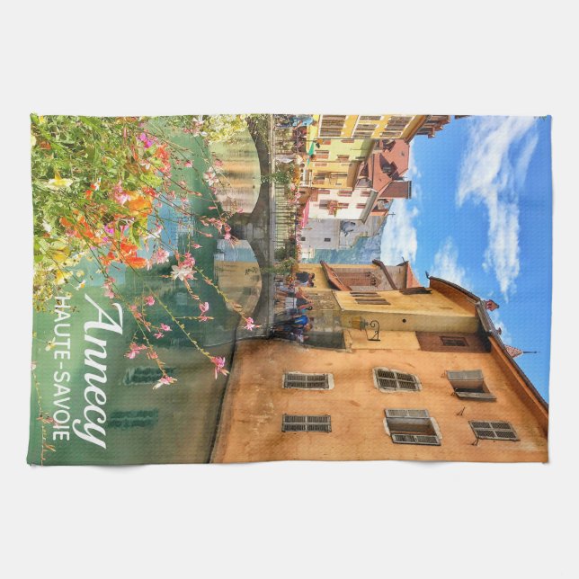 Annecy Old Town, France Kitchen Towel (Horizontal)