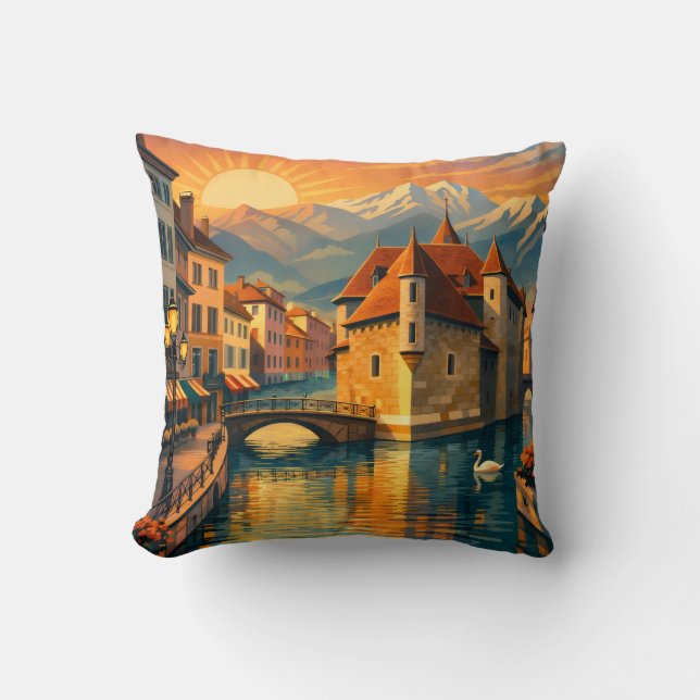 Annecy Ville Throw Pillow (Front)