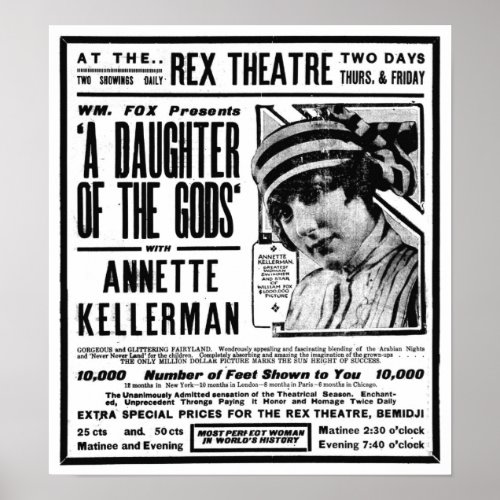Annette Kellerman 1918 vintage movie ad poster