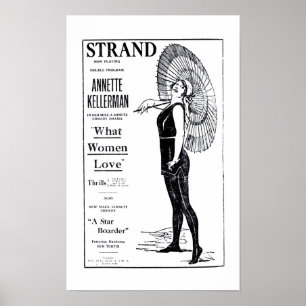Annette Kellerman 1921 vintage movie ad poster