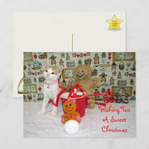 Annie Cat Gingerbread Christmas Postcard