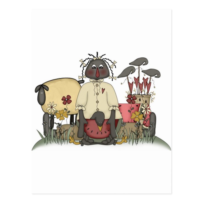 Annie Doll Sheep & Crows Post Card