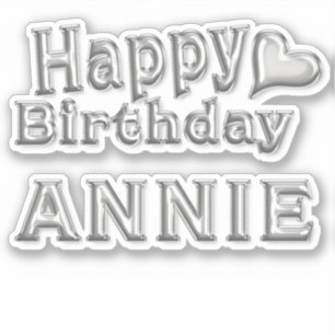Annie Happy Birthday silver sticker
