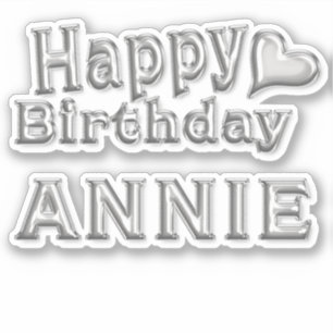 Annie Happy Birthday silver sticker decal